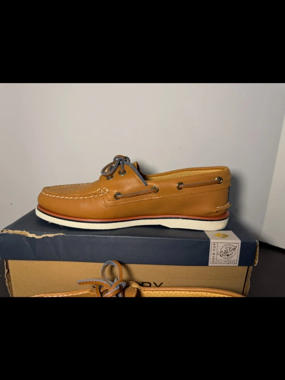 Sperry Gold Cup Authentic Original 2 Eye Boat Shoes Tan Mens 8M